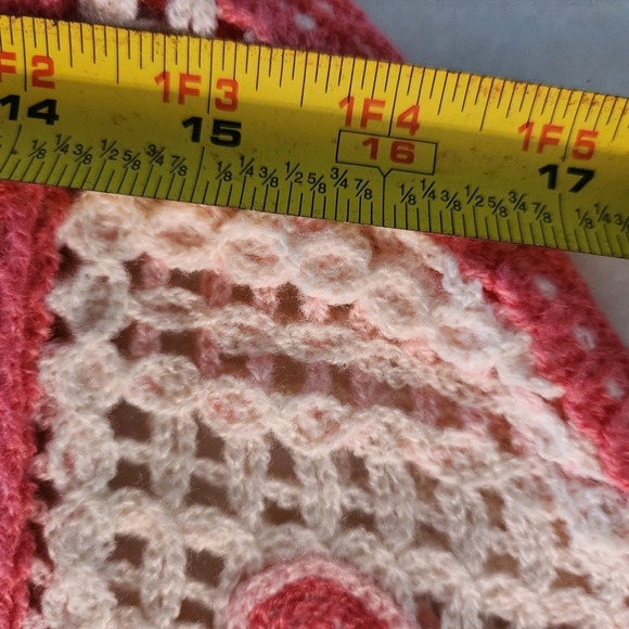 House of Harlow 1960 Pink Revolve Floral Crochet Fringe Poncho Sweater Boxy Boho - Picture 7 of 12